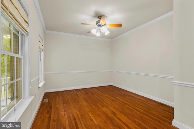 22 Berry Ln, Harpers Ferry, WV 25425 - unfurnished room with healthy amount of natural light, wood finished floors, a ceiling fan, ornamental molding, and baseboards