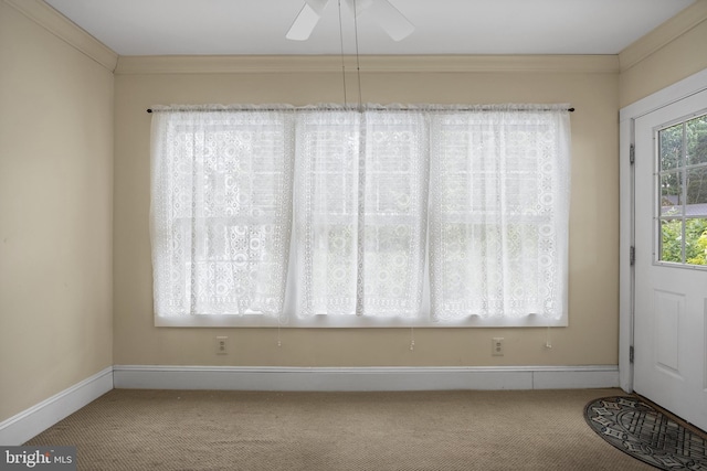 15 E Grant St, Woodstown, NJ 08098 - unfurnished room featuring carpet flooring, baseboards, ceiling fan, and crown molding