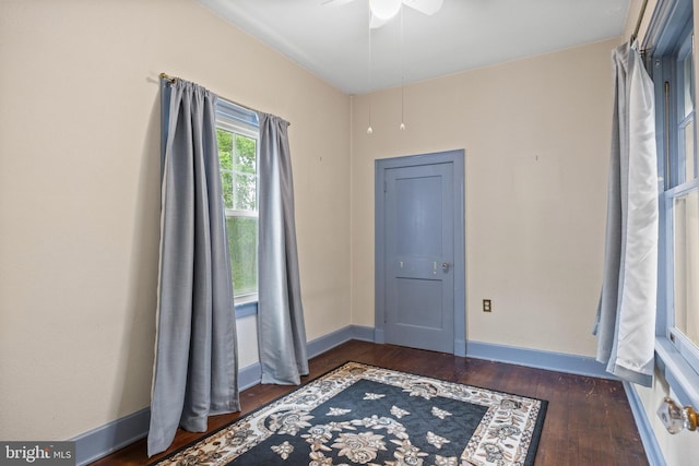 15 E Grant St, Woodstown, NJ 08098 - entryway featuring dark wood-type flooring and a ceiling fan