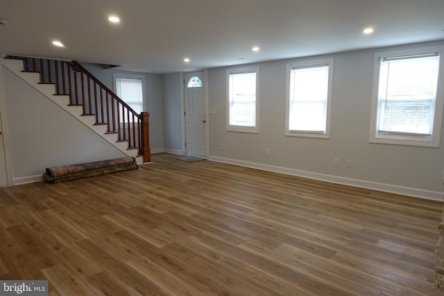 413 Dominion Rd, Chester, MD 21619 - entrance foyer featuring stairway, wood finished floors, recessed lighting, and baseboards