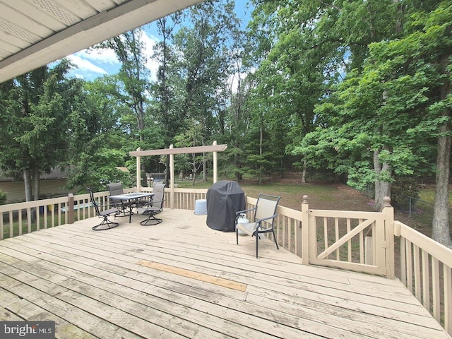 11 Centennial Ct, Sicklerville, NJ 08081 - wooden deck featuring outdoor dining space and a grill