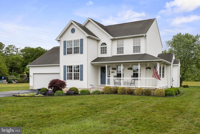 545 Lawrence Corner Rd, Pittsgrove, NJ 08318 - traditional home with a porch, a front yard, driveway, and a garage