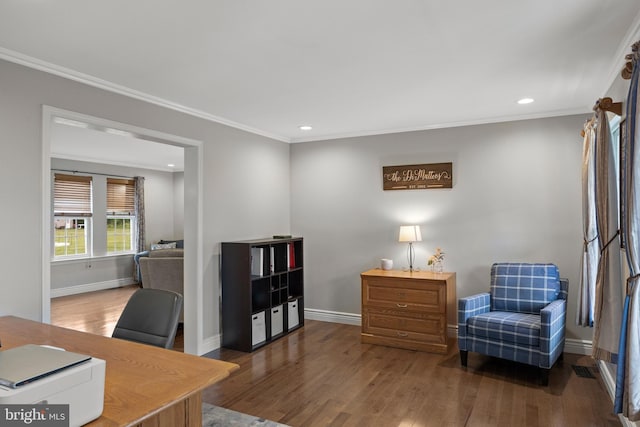 545 Lawrence Corner Rd, Pittsgrove, NJ 08318 - office space featuring wood finished floors, recessed lighting, baseboards, and crown molding