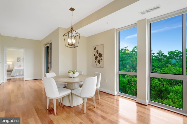 513 W Broad St Unit 602, Falls Church, VA 22046 - dining area featuring a chandelier, light wood-style floors, and baseboards