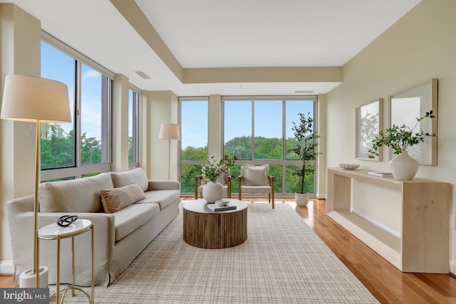 513 W Broad St Unit 602, Falls Church, VA 22046 - living area featuring wood finished floors, expansive windows, and baseboards