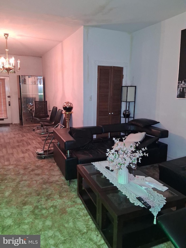 553 Centre Ave, Reading, PA 19601 - carpeted living area with a chandelier