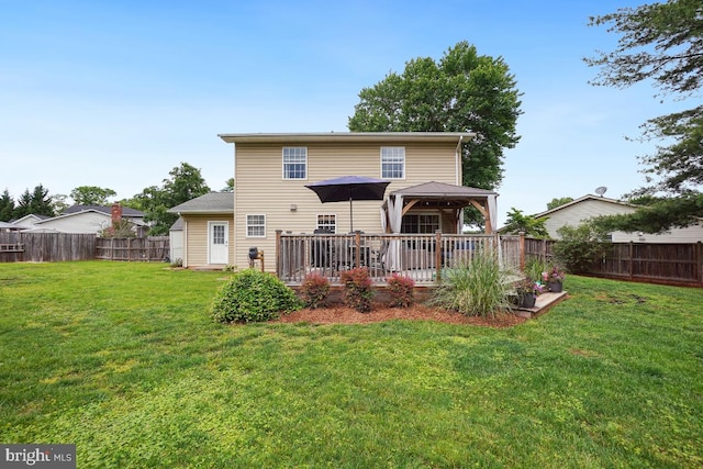 9977 Mallow Ct, Manassas, VA 20110 - rear view of house with a gazebo and a wooden deck
