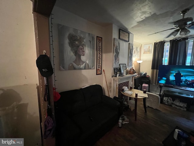 3833 Wyalusing Ave, Philadelphia, PA 19104 - living area with wood finished floors and ceiling fan