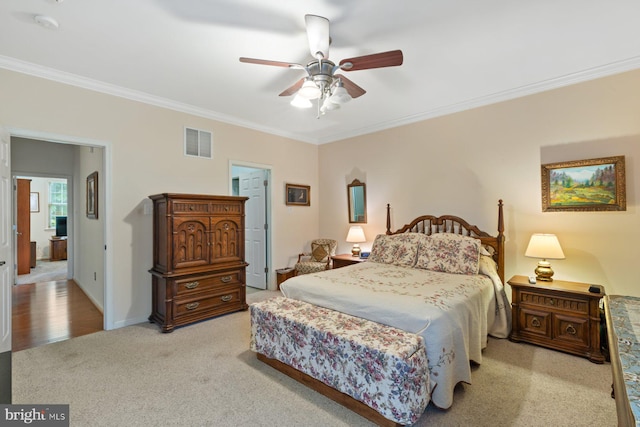 5353 Walkerwood Ct, Manchester, MD 21102 - bedroom with carpet floors, ornamental molding, baseboards, and a ceiling fan