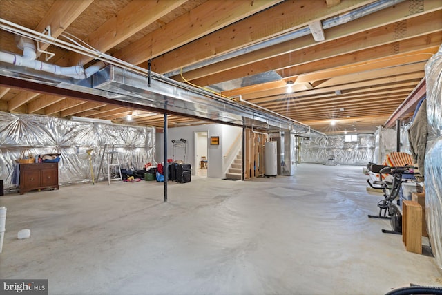 5353 Walkerwood Ct, Manchester, MD 21102 - unfinished below grade area with water heater and stairs