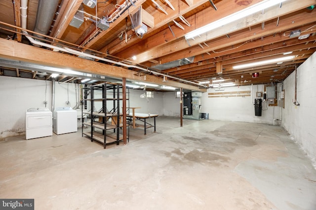 2256 Georgetown Dr, Malvern, PA 19355 - unfinished basement with washing machine and clothes dryer, a central vacuum unit, and electric panel