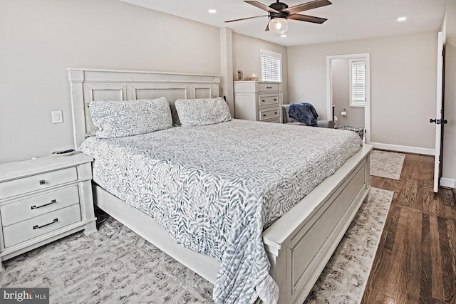 5000 Ogletown Stanton Rd, Newark, DE 19713 - bedroom featuring wood finished floors, recessed lighting, ceiling fan, and baseboards