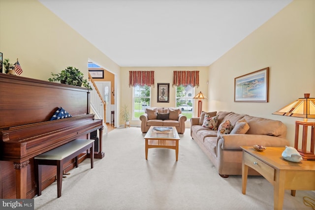 42 Manassas Dr, Middletown, DE 19709 - living room with light carpet and stairway