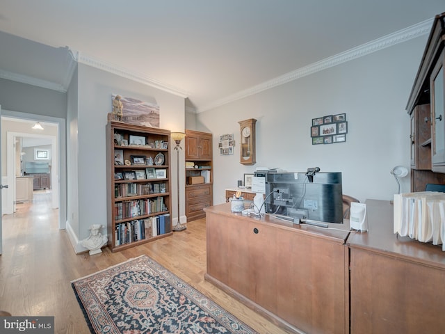 4387 Stepney Dr, Gainesville, VA 20155 - office with crown molding, light wood-style flooring, and baseboards