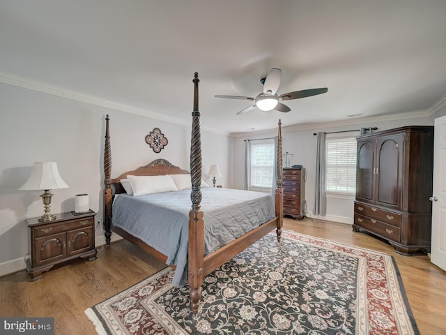 4387 Stepney Dr, Gainesville, VA 20155 - bedroom with crown molding, light wood-style floors, baseboards, and ceiling fan