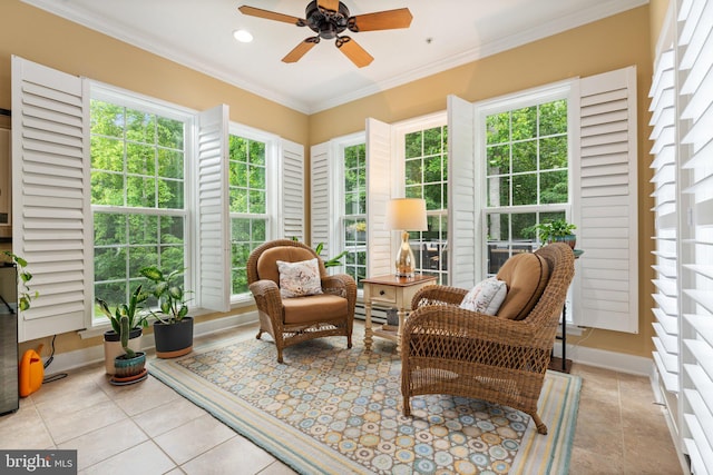 70 Battery Point Dr, Fredericksburg, VA 22406 - sunroom featuring ornamental molding, baseboards, recessed lighting, and tile patterned flooring