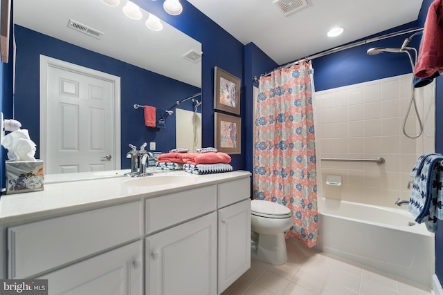 70 Battery Point Dr, Fredericksburg, VA 22406 - full bath with tile patterned floors, toilet, vanity, and shower / tub combo with curtain