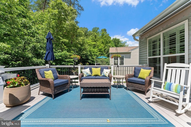 70 Battery Point Dr, Fredericksburg, VA 22406 - wooden deck featuring an outdoor living space