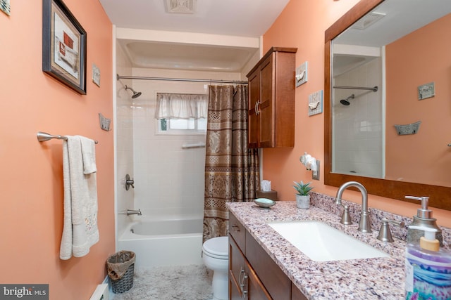 64 Sepulga Dr, Browns Mills, NJ 08015 - full bath with vanity, toilet, and shower / bath combo with shower curtain