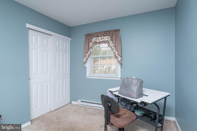 64 Sepulga Dr, Browns Mills, NJ 08015 - carpeted office space with a baseboard radiator and baseboards