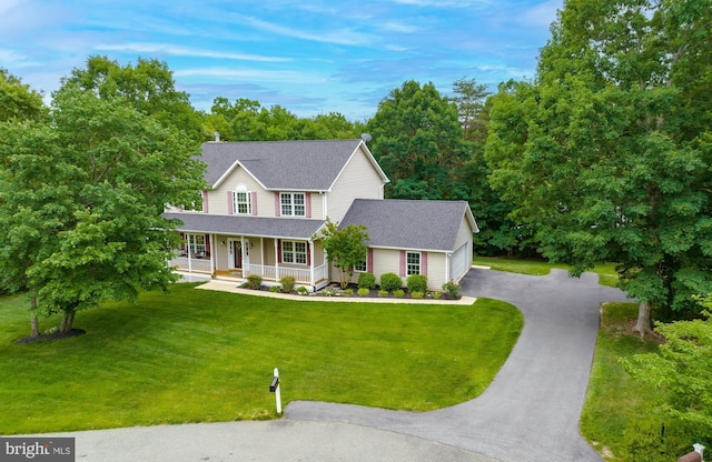 21143 Catnip Ct, Leonardtown, MD 20650 - view of front of home featuring a porch, a front yard, and roof with shingles