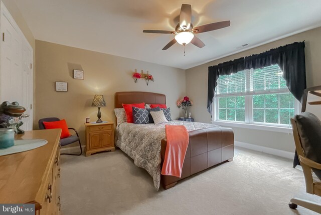 21143 Catnip Ct, Leonardtown, MD 20650 - bedroom featuring light carpet, baseboards, and ceiling fan