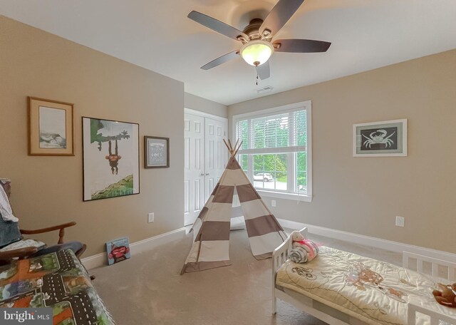 21143 Catnip Ct, Leonardtown, MD 20650 - rec room featuring baseboards, ceiling fan, and carpet