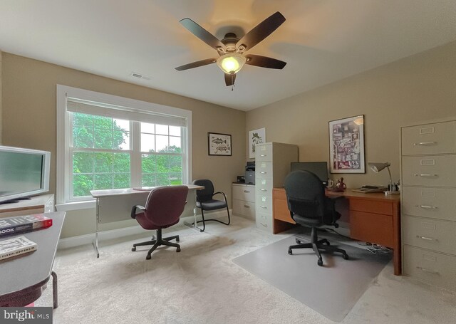 21143 Catnip Ct, Leonardtown, MD 20650 - home office featuring light carpet and ceiling fan