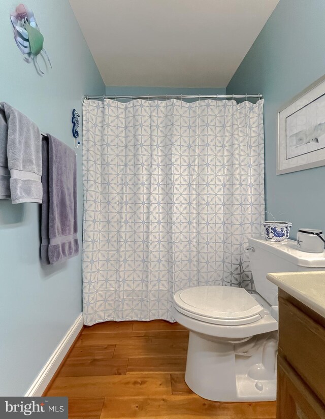 21143 Catnip Ct, Leonardtown, MD 20650 - full bathroom featuring vanity, wood finished floors, toilet, and curtained shower