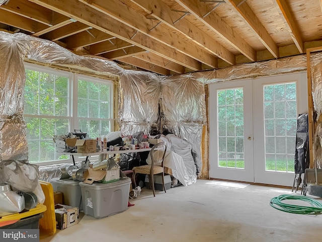21143 Catnip Ct, Leonardtown, MD 20650 - miscellaneous room with healthy amount of natural light, concrete flooring, and french doors
