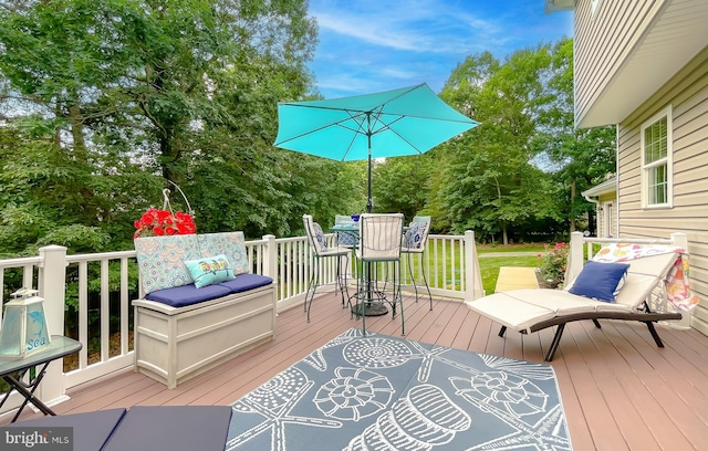 21143 Catnip Ct, Leonardtown, MD 20650 - deck with view of wooded area and outdoor dining area