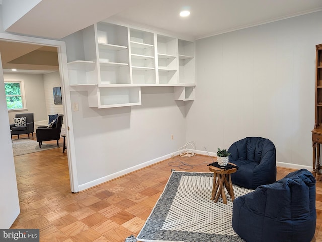 9510 Clement Rd, Silver Spring, MD 20910 - sitting room with baseboards, recessed lighting, and ornamental molding
