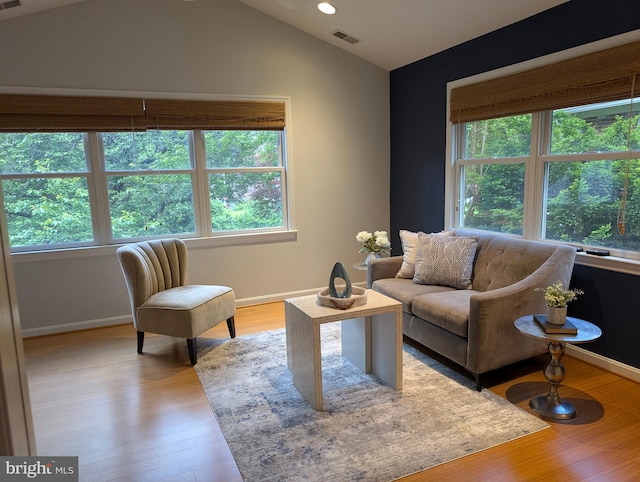 9510 Clement Rd, Silver Spring, MD 20910 - living area featuring lofted ceiling, plenty of natural light, light wood-style flooring, baseboards, and recessed lighting