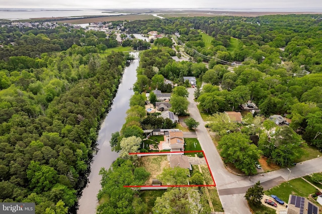 11 Rivercrest, Little Egg Harbor Twp, NJ 08087 - aerial view of residential area featuring a nearby body of water and property boundaries highlighted