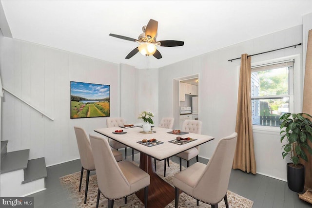 15 Degrange St, Frederick, MD 21701 - dining space featuring a ceiling fan and dark wood-style flooring