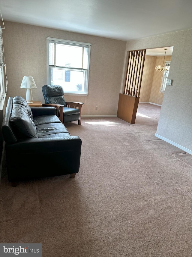 120 Lindsey Ave, Runnemede, NJ 08078 - carpeted living area with a chandelier