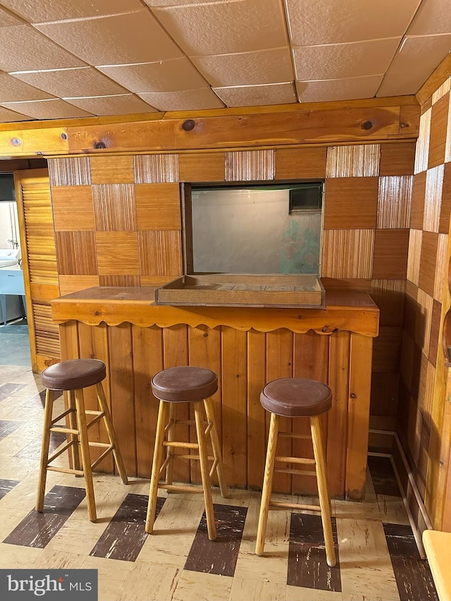 120 Lindsey Ave, Runnemede, NJ 08078 - indoor dry bar with a drop ceiling and wood walls