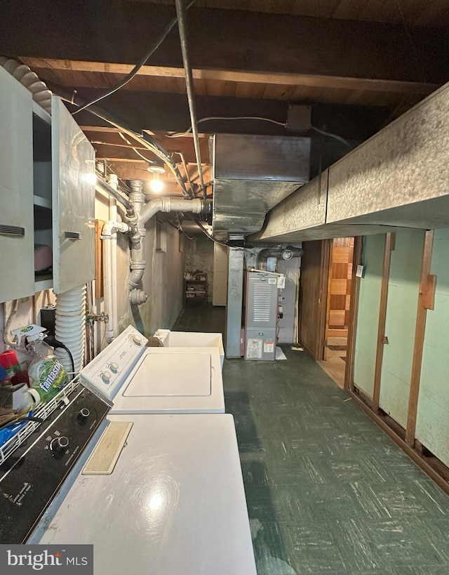 120 Lindsey Ave, Runnemede, NJ 08078 - unfinished basement with washing machine and clothes dryer and tile patterned floors