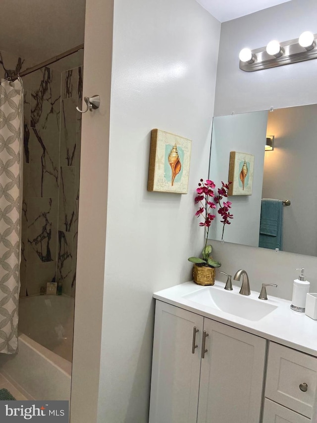 3701 Lochearn Dr, Gwynn Oak, MD 21207 - bathroom with vanity and shower / bathtub combination with curtain
