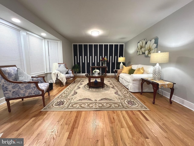 3701 Lochearn Dr, Gwynn Oak, MD 21207 - living area with baseboards, wood finished floors, and recessed lighting