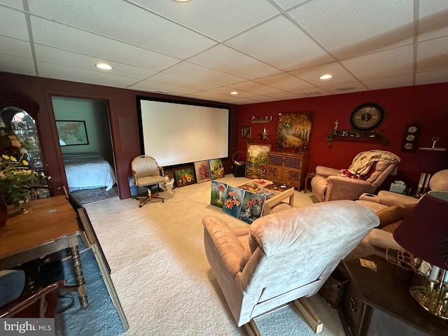 5054 Valley Stream Ln, Macungie, PA 18062 - cinema featuring a drop ceiling, carpet floors, and recessed lighting