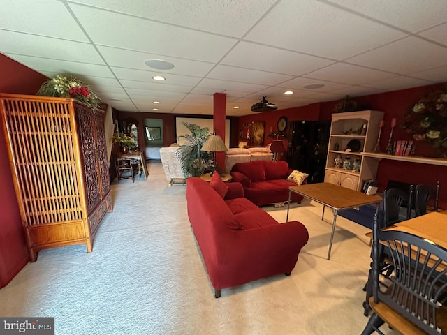 5054 Valley Stream Ln, Macungie, PA 18062 - living area with carpet, a drop ceiling, and recessed lighting