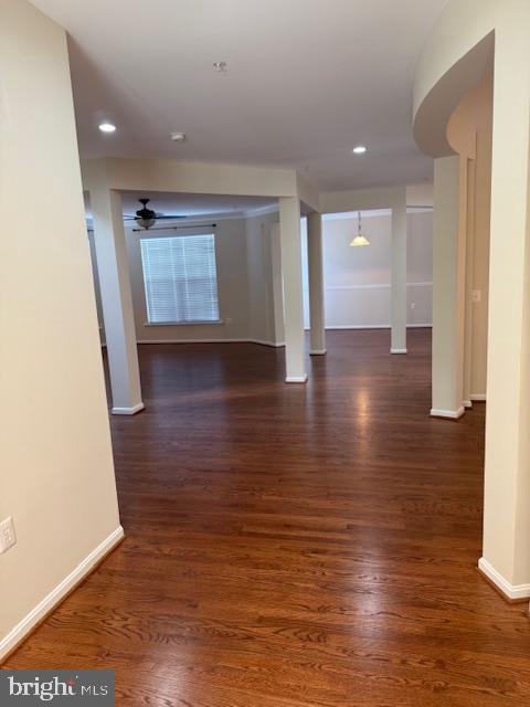 2307 Brooke Grove Rd, Bowie, MD 20721 - corridor with baseboards, wood finished floors, and recessed lighting