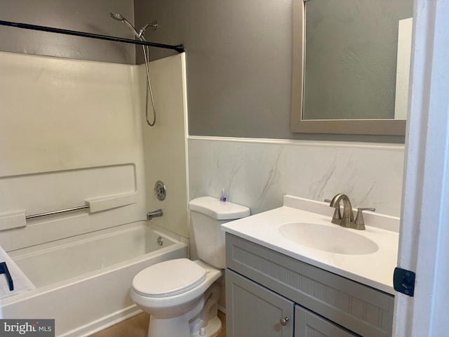 3627 Longridge Ct, Abingdon, MD 21009 - full bath featuring shower / bath combination, vanity, toilet, tile walls, and tasteful backsplash