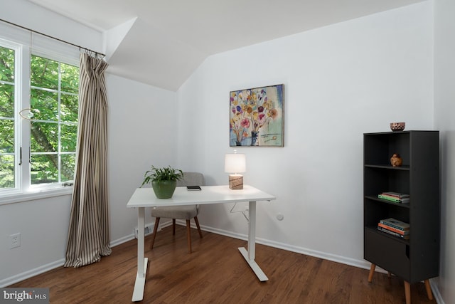 9 Laurel Wood, Lawrenceville, NJ 08648 - office with wood finished floors, baseboards, and vaulted ceiling