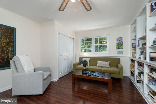 9 Laurel Wood, Lawrenceville, NJ 08648 - living room featuring a ceiling fan, wood finished floors, and baseboards