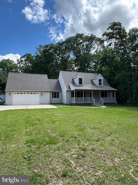 457 Langley Rd, Pittsgrove, NJ 08318 - view of front of home featuring a porch, driveway, an attached garage, and a front yard