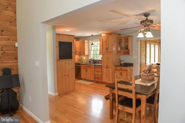 457 Langley Rd, Pittsgrove, NJ 08318 - dining area featuring light wood finished floors, a ceiling fan, baseboards, and recessed lighting
