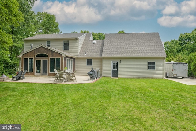 457 Langley Rd, Pittsgrove, NJ 08318 - rear view of house with a patio area, a yard, and roof with shingles