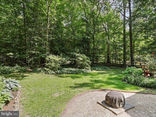 7449 Maple Branch Rd, Clifton, VA 20124 - view of green lawn with an outdoor fire pit and a forest view